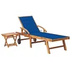 Image de vidaXL Chaise Longue avec Table et Coussin Bois de Teck Solide