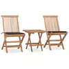 Image de vidaXL Ensemble à manger d'extérieur pliable avec coussin 3 pcs Teck