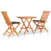 Image de vidaXL Ensemble de bistro 3 pcs avec coussins anthracite Bois de teck