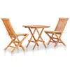 Image de vidaXL Ensemble de bistro 3pcs avec coussins crème Bois de teck massif