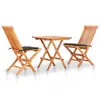 Image de vidaXL Ensemble de bistro 3pcs avec coussins taupe Bois de teck massif