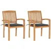 Image de vidaXL Chaises de jardin lot de 2 et coussins anthracite Bois de teck