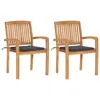 Image de vidaXL Chaises de jardin lot de 2 et coussins anthracite Bois de teck