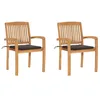 Image de vidaXL Chaises de jardin lot de 2 et coussins taupe Bois teck massif