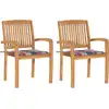 Image de vidaXL Chaises de jardin lot de 2 avec coussins à carreaux rouges Teck