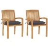 Image de vidaXL Chaises de jardin lot de 2 et coussins anthracite Bois de teck
