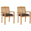 Image de vidaXL Chaises de jardin lot de 2 et coussins taupe Bois teck massif