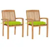 Image de vidaXL Chaises de jardin lot de 2 avec coussins vert vif Teck massif