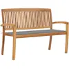 Image de vidaXL Banc de jardin empilable et coussin 128,5cm Bois de teck massif