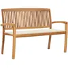 Image de vidaXL Banc de jardin empilable et coussin 128,5cm Bois de teck massif