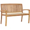 Image de vidaXL Banc de jardin empilable et coussin 128,5cm Bois de teck massif