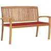 Image de vidaXL Banc de jardin empilable et coussin 128,5cm Bois de teck massif