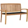 Image de vidaXL Banc de jardin empilable et coussin 128,5cm Bois de teck massif