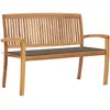 Image de vidaXL Banc de jardin empilable et coussin 128,5cm Bois de teck massif