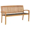 Image de vidaXL Banc de jardin empilable et coussin 159 cm Bois de teck massif