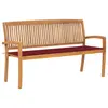 Image de vidaXL Banc de jardin empilable et coussin 159 cm Bois de teck massif