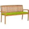 Image de vidaXL Banc de jardin empilable et coussin 159 cm Bois de teck massif