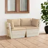 Image de vidaXL Canapé palette à 2 places de jardin avec coussins Bois d'épicéa