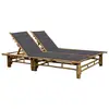 Image de vidaXL Chaise longue pour 2 personnes avec coussins Bambou