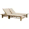 Image de vidaXL Chaise longue pour 2 personnes avec coussins Bambou