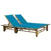 Image de vidaXL Chaise longue pour 2 personnes avec coussins Bambou