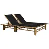 Image de vidaXL Chaise longue pour 2 personnes avec coussins Bambou