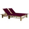 Image de vidaXL Chaise longue pour 2 personnes avec coussins Bambou