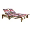 Image de vidaXL Chaise longue pour 2 personnes avec coussins Bambou