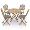 Image de vidaXL Mobilier à dîner d'extérieur pliable 5 pcs avec coussins bambou