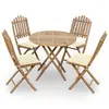 Image de vidaXL Mobilier à dîner d'extérieur pliable 5 pcs avec coussins bambou