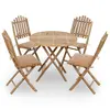 Image de vidaXL Mobilier à dîner d'extérieur pliable 5 pcs avec coussins bambou