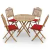 Image de vidaXL Mobilier à dîner d'extérieur pliable 5 pcs avec coussins bambou