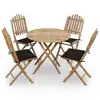 Image de vidaXL Mobilier à dîner d'extérieur pliable 5 pcs avec coussins bambou