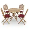 Image de vidaXL Mobilier à dîner d'extérieur pliable 5 pcs avec coussins bambou