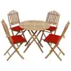Image de vidaXL Ensemble à manger d'extérieur pliable 5pcs avec coussins Bambou