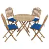 Image de vidaXL Ensemble à manger d'extérieur pliable 5pcs avec coussins Bambou