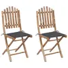 Image de vidaXL Chaises pliables de jardin lot de 2 avec coussins Bambou