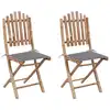 Image de vidaXL Chaises pliantes (lot de 2) avec coussins en bambou