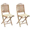 Image de vidaXL Chaises pliantes (lot de 2) avec coussins en bambou