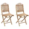 Image de vidaXL Chaises pliables de jardin lot de 2 avec coussins Bambou