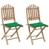 Image de vidaXL Chaises pliables de jardin lot de 2 avec coussins Bambou