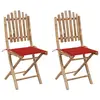 Image de vidaXL Chaises pliables de jardin lot de 2 avec coussins Bambou