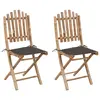 Image de vidaXL Chaises pliables de jardin lot de 2 avec coussins Bambou