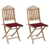 Image de vidaXL Chaises pliables de jardin lot de 2 avec coussins Bambou