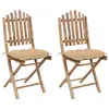 Image de vidaXL Chaises pliables de jardin lot de 2 avec coussins Bambou