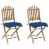 Image de vidaXL Chaises pliantes (lot de 2) avec coussins en bambou