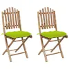 Image de vidaXL Chaises pliables de jardin lot de 2 avec coussins Bambou