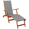 Image de vidaXL Acacia Solide Chaise de Terrasse avec Repose-pied et Coussin Chaise Longue de Terrasse Transat de Jardin Bain de Soleil de Patio Extérieur