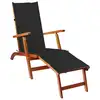 Image de vidaXL Chaise longue d'extérieur repose-pied et coussin Acacia solide