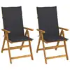 Image de vidaXL Chaises inclinables de jardin lot de 2 et coussins Bois acacia